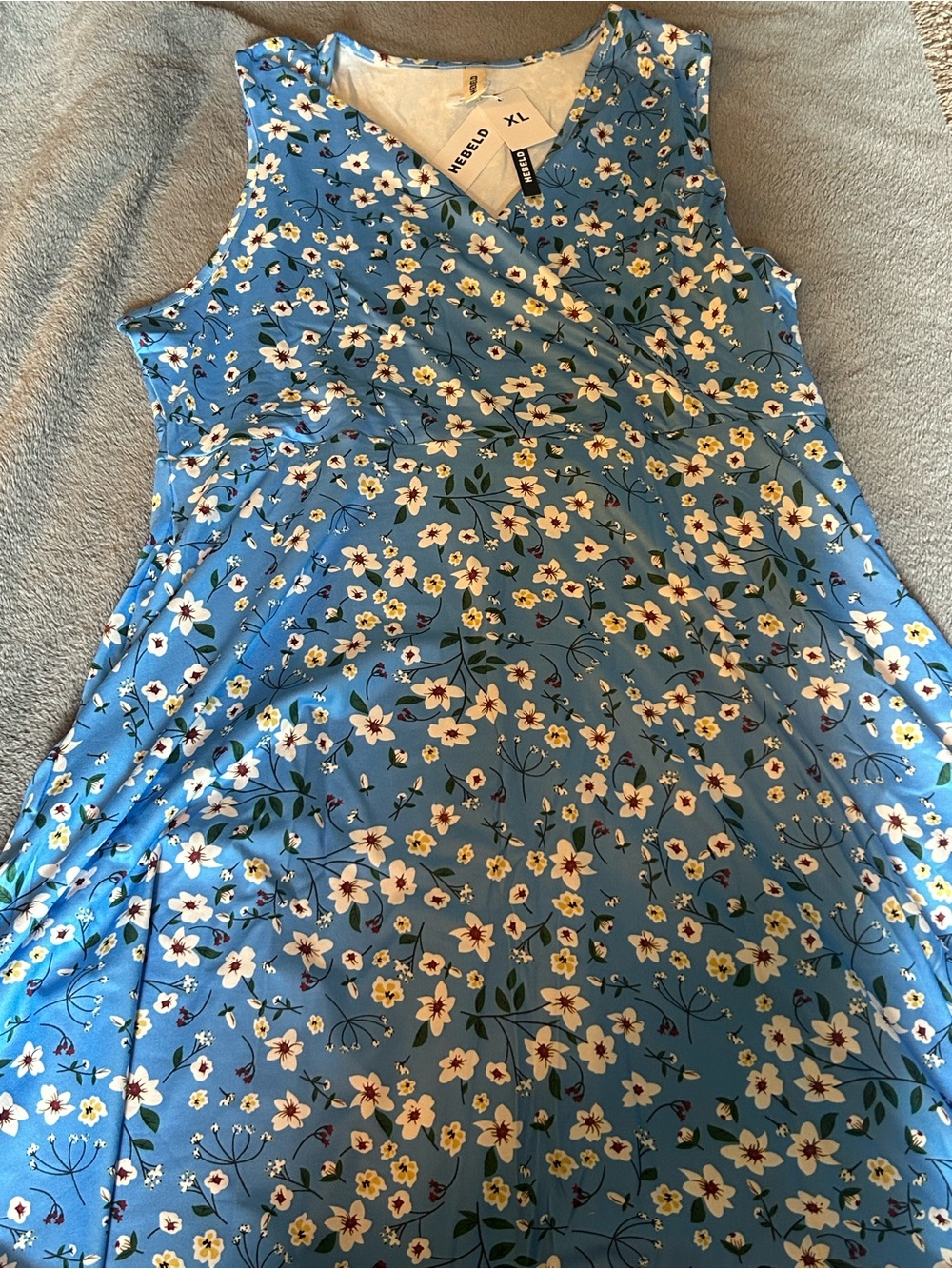 Floral Sleeveless Wrap Dress - Blue